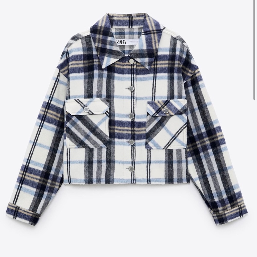 Zara cropped plaid overshirt 8574/230/044/XS